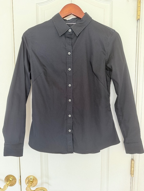 Banana Republic Tops - Banana Republic Black Stretch Cotton Button-Down Shirt - Size 8